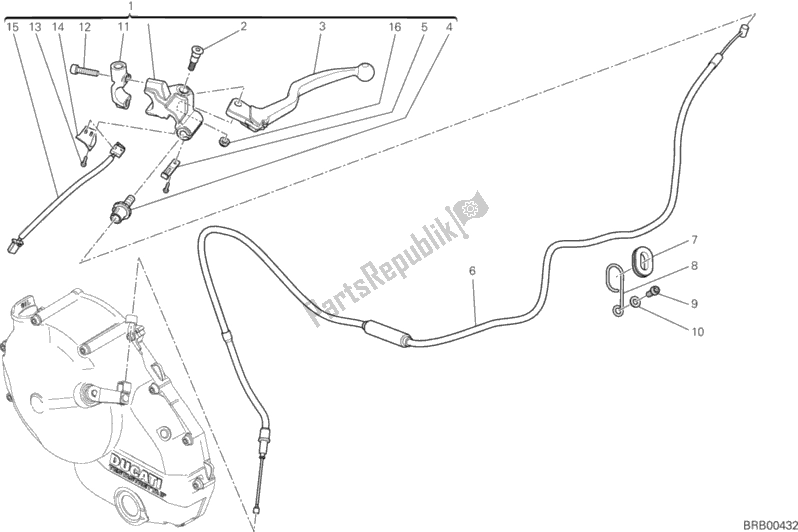 Todas as partes de Controle De Embreagem do Ducati Hypermotard USA 821 2015